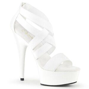 Delight 659 White High Heel Shoes Elastic Straps Size 7 Brand New